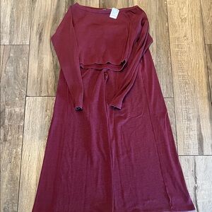 Free People Go To Long Sleeve Wide Leg Set In Crimson